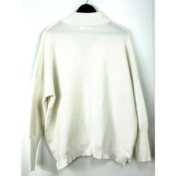 Anrabess Women XL White Oversized Sweater Long Sleeve Quarter Zip Pullover T3 - Picture 4 of 11